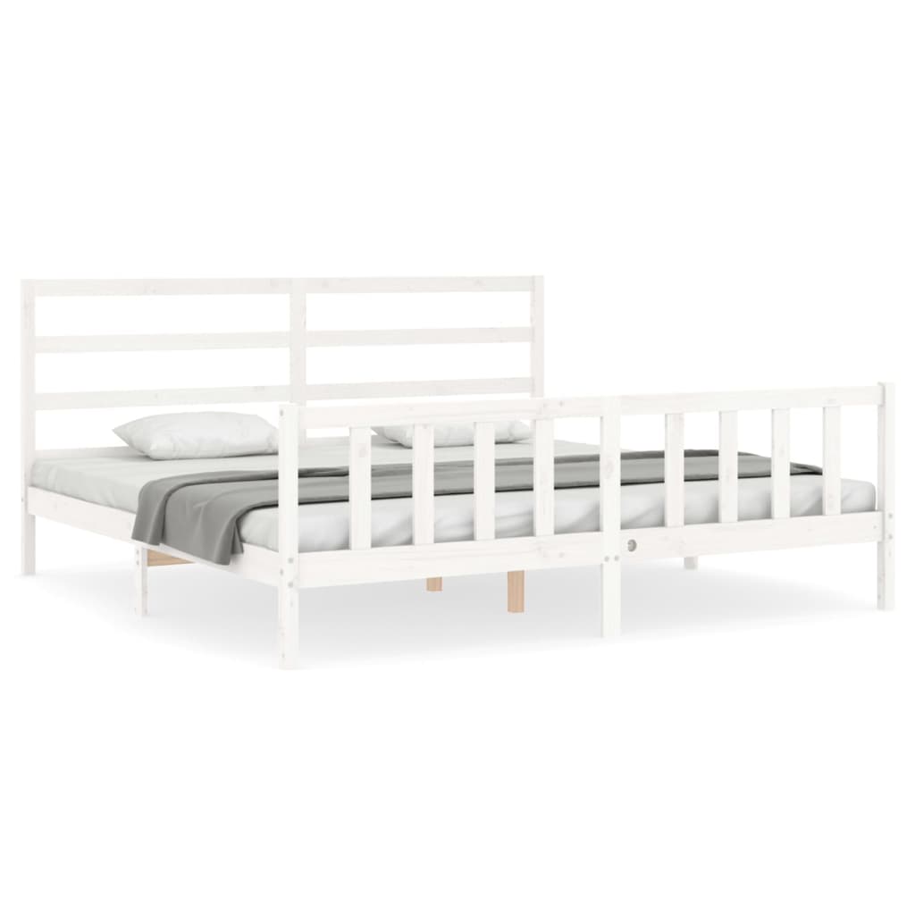 vidaXL Bed Frame without Mattress White 183x203 cm King Solid Wood Pine