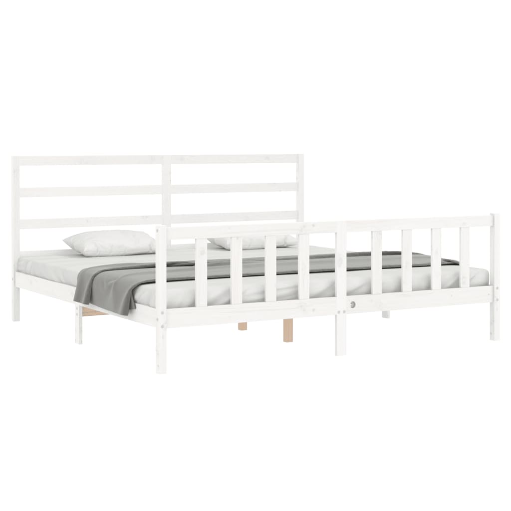 vidaXL Bed Frame without Mattress White 183x203 cm King Solid Wood Pine