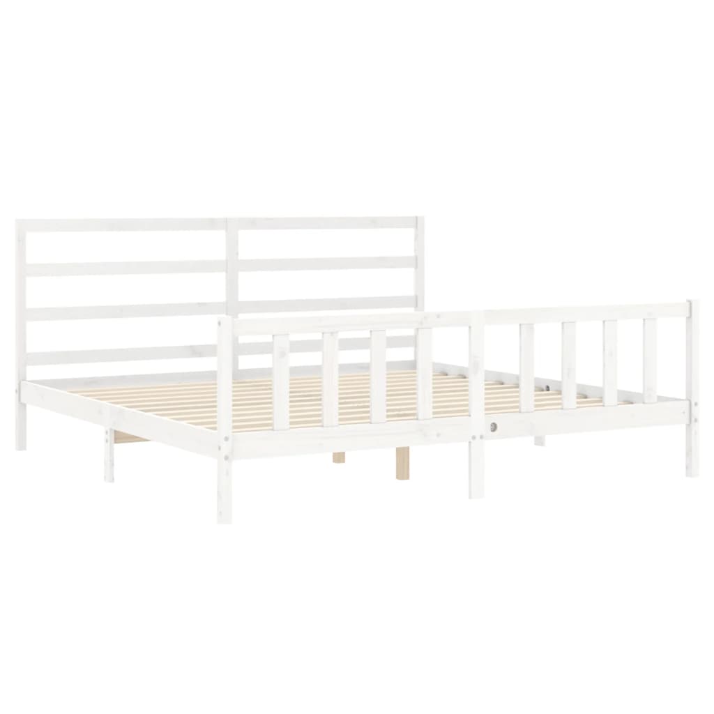 vidaXL Bed Frame without Mattress White 183x203 cm King Solid Wood Pine