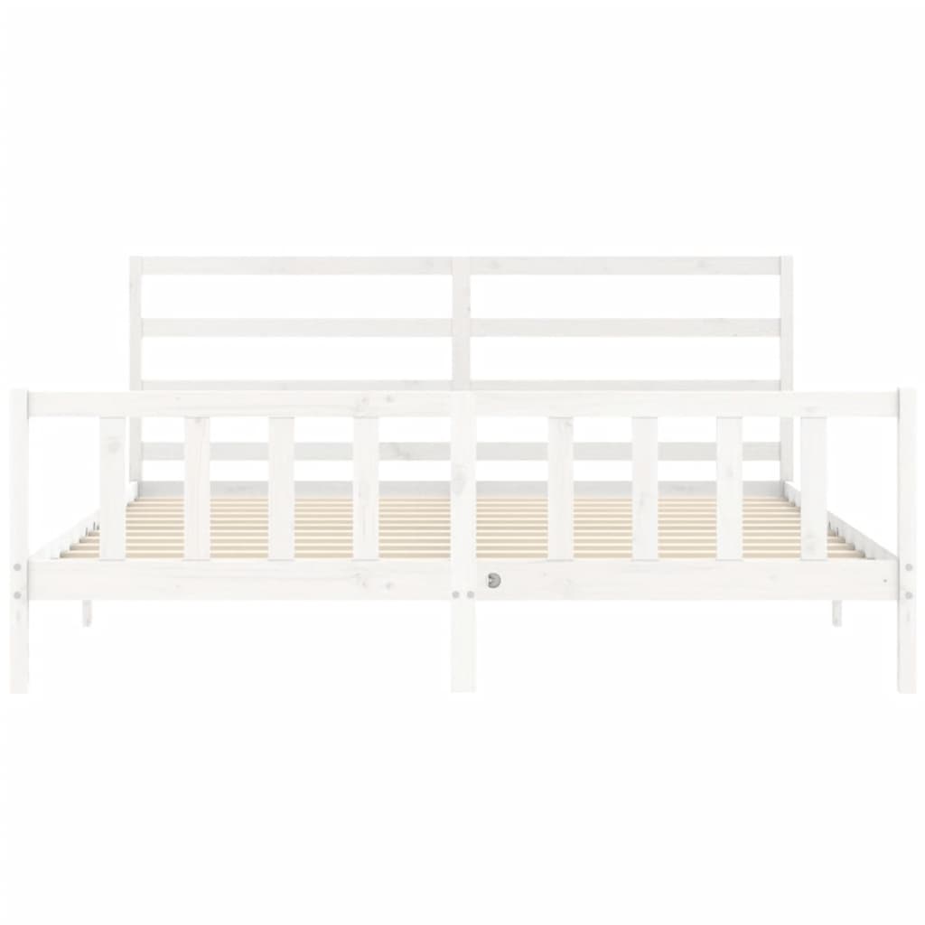 vidaXL Bed Frame without Mattress White 183x203 cm King Solid Wood Pine