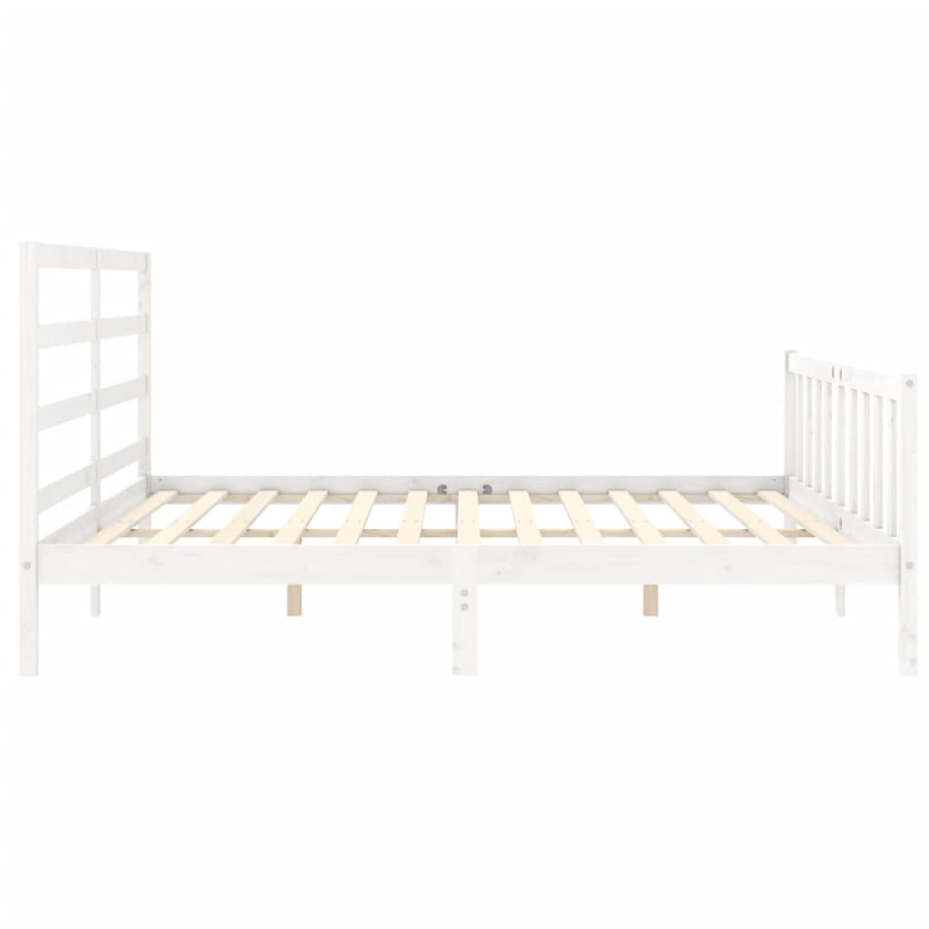 vidaXL Bed Frame without Mattress White 183x203 cm King Solid Wood Pine