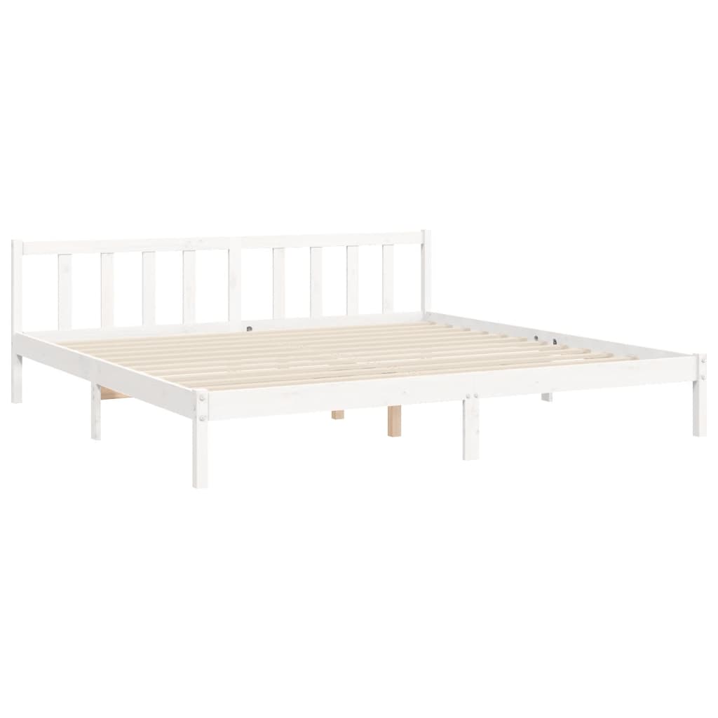 vidaXL Bed Frame without Mattress White 183x203 cm King Solid Wood Pine
