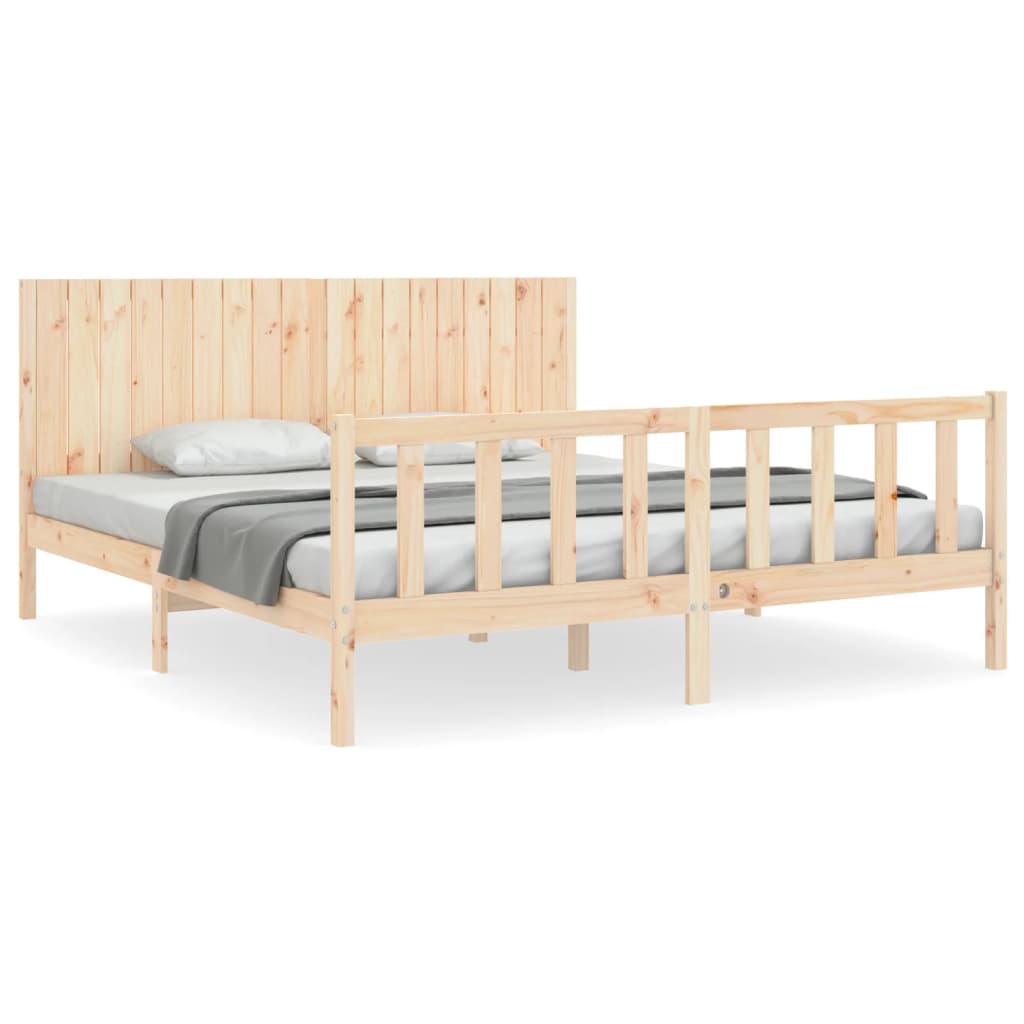 vidaXL Bed Frame without Mattress 183x203 cm King Solid Wood Pine