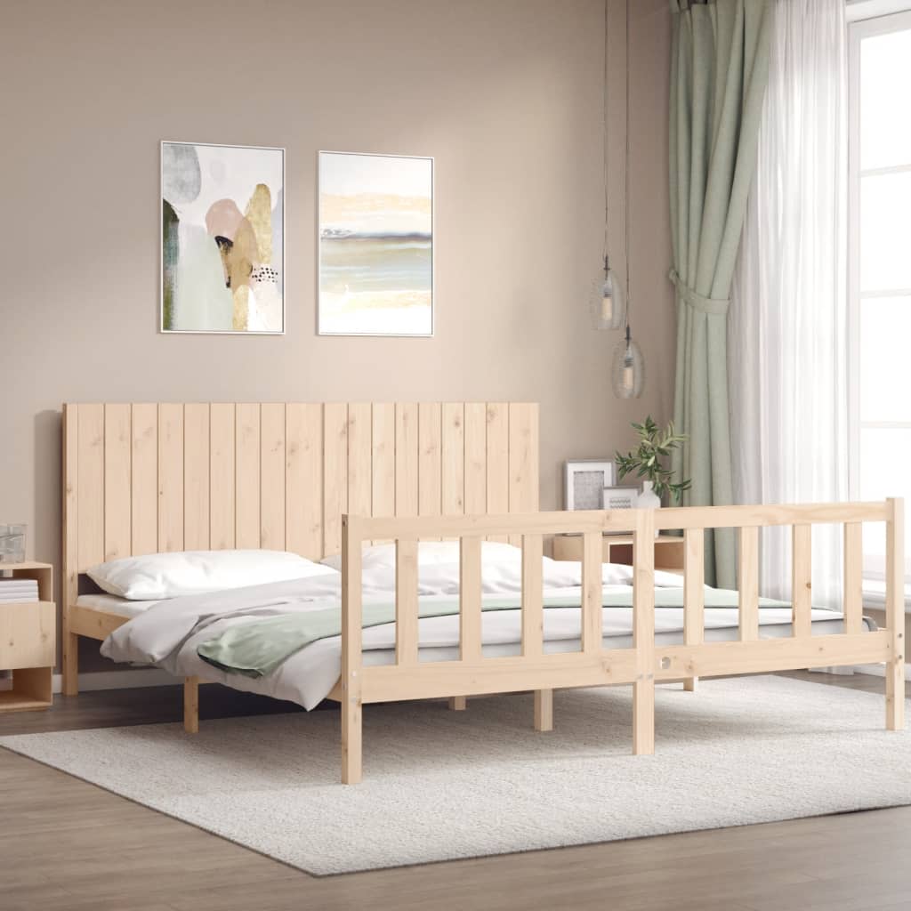 vidaXL Bed Frame without Mattress 183x203 cm King Solid Wood Pine