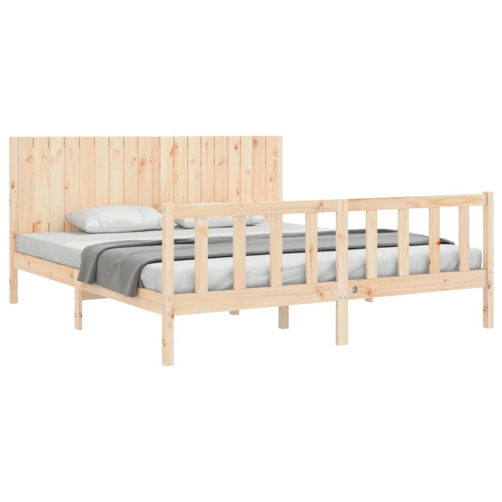 vidaXL Bed Frame without Mattress 183x203 cm King Solid Wood Pine