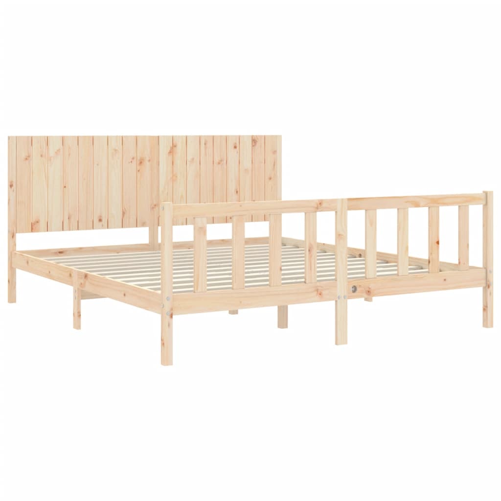 vidaXL Bed Frame without Mattress 183x203 cm King Solid Wood Pine