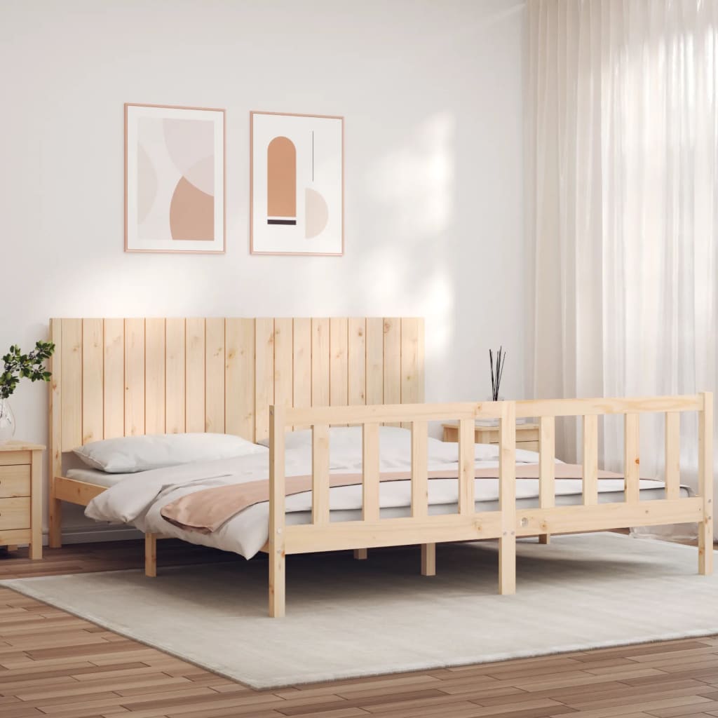 vidaXL Bed Frame without Mattress 183x203 cm King Solid Wood Pine