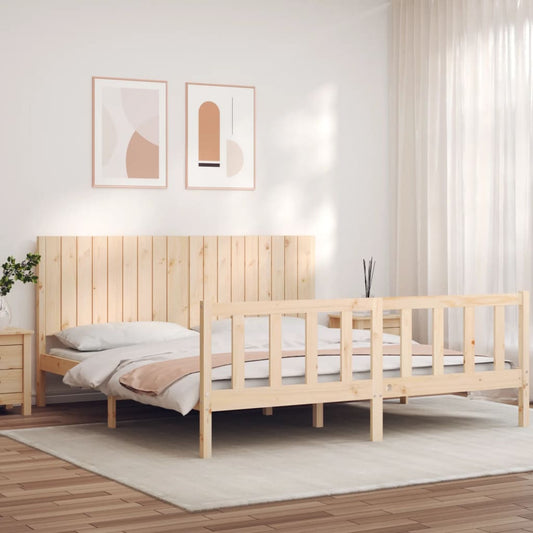 vidaXL Bed Frame without Mattress 183x203 cm King Solid Wood Pine