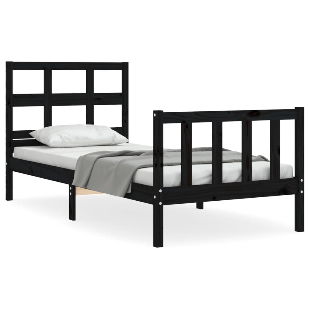 vidaXL Bed Frame without Mattress Black 90x190 cm Solid Wood Pine