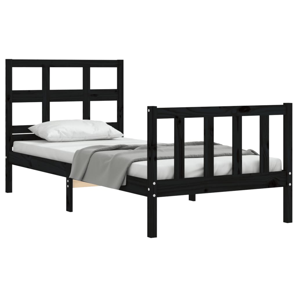 vidaXL Bed Frame without Mattress Black 90x190 cm Solid Wood Pine