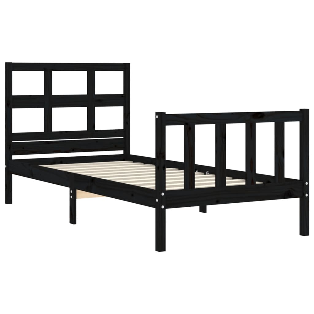 vidaXL Bed Frame without Mattress Black 90x190 cm Solid Wood Pine