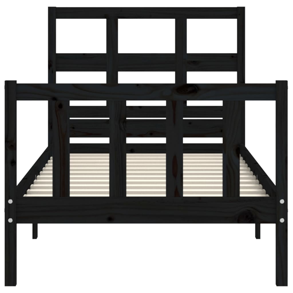 vidaXL Bed Frame without Mattress Black 90x190 cm Solid Wood Pine