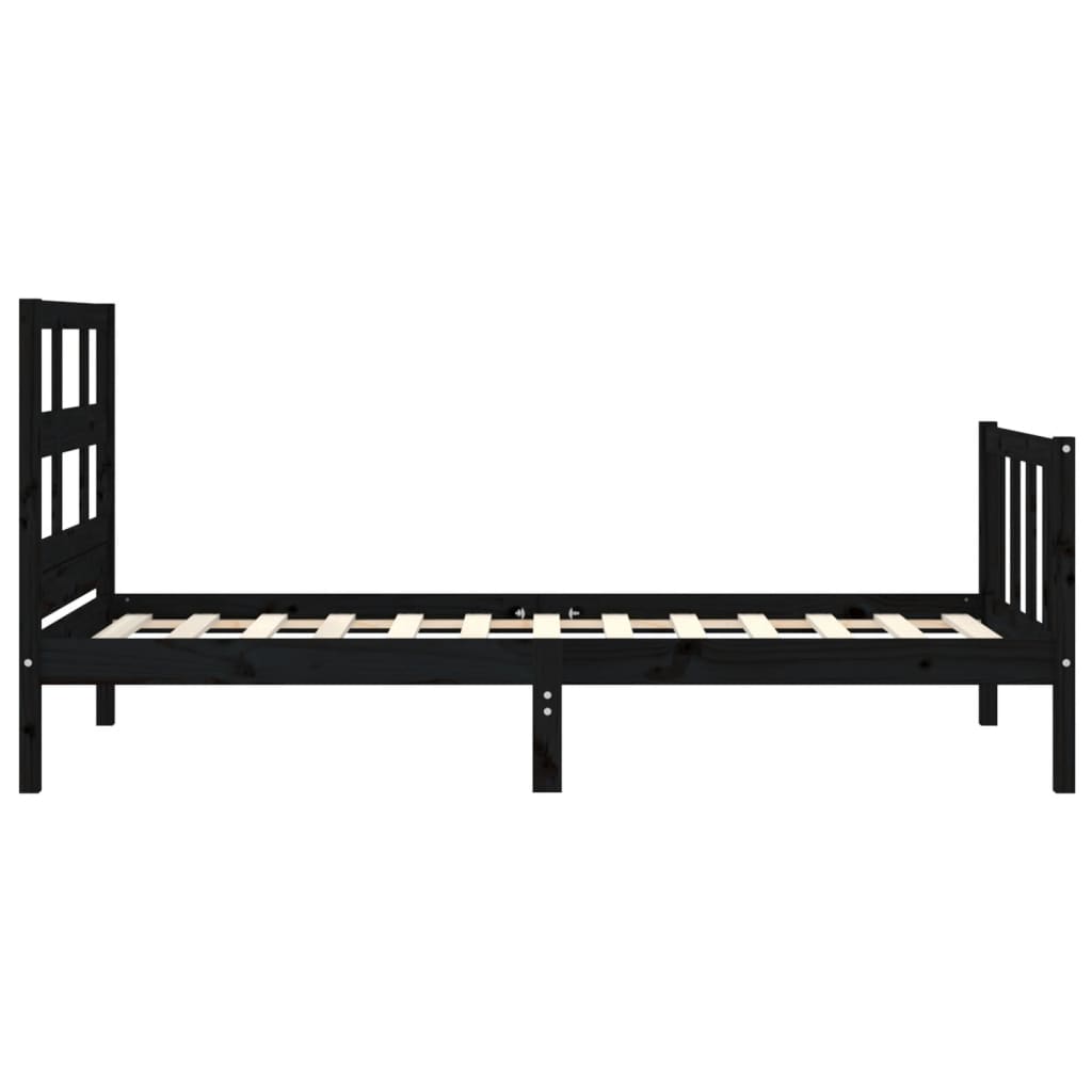 vidaXL Bed Frame without Mattress Black 90x190 cm Solid Wood Pine