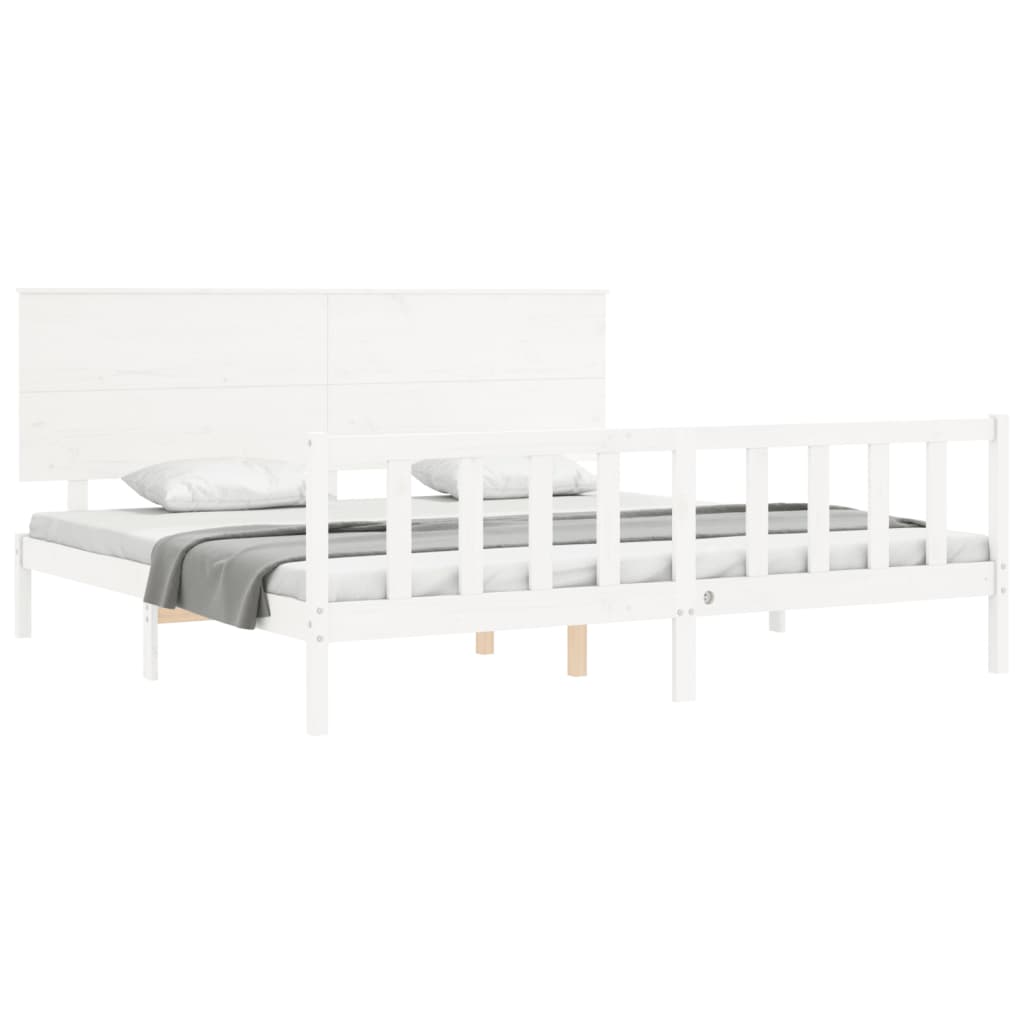 vidaXL Bed Frame without Mattress White 183x203 cm King Solid Wood Pine