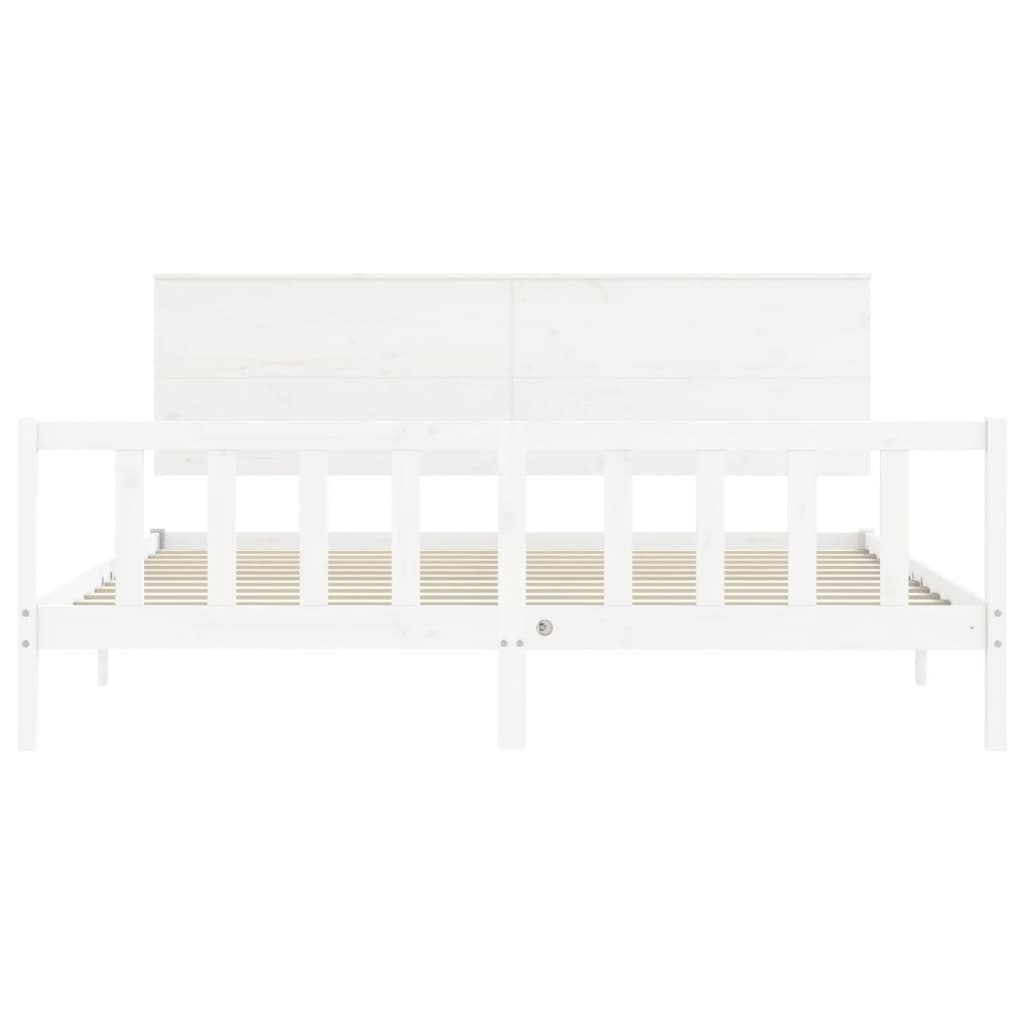 vidaXL Bed Frame without Mattress White 183x203 cm King Solid Wood Pine