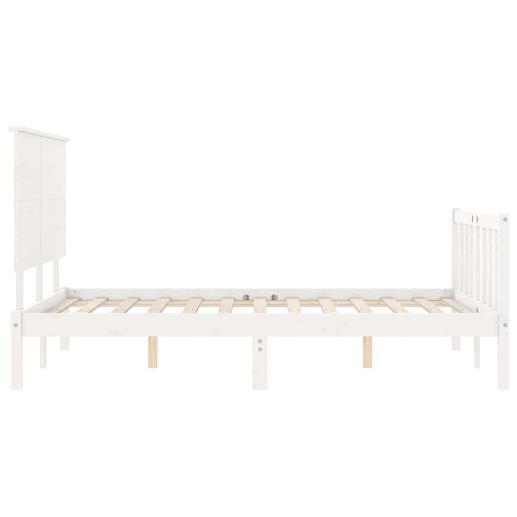 vidaXL Bed Frame without Mattress White 183x203 cm King Solid Wood Pine