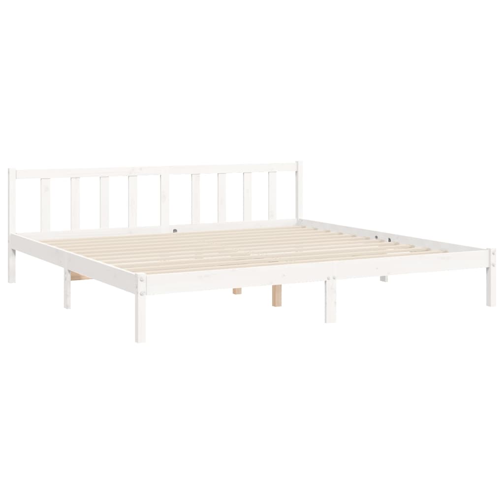 vidaXL Bed Frame without Mattress White 183x203 cm King Solid Wood Pine