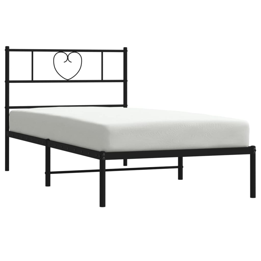vidaXL Metal Bed Frame without Mattress with Headboard Black 90x190 cm