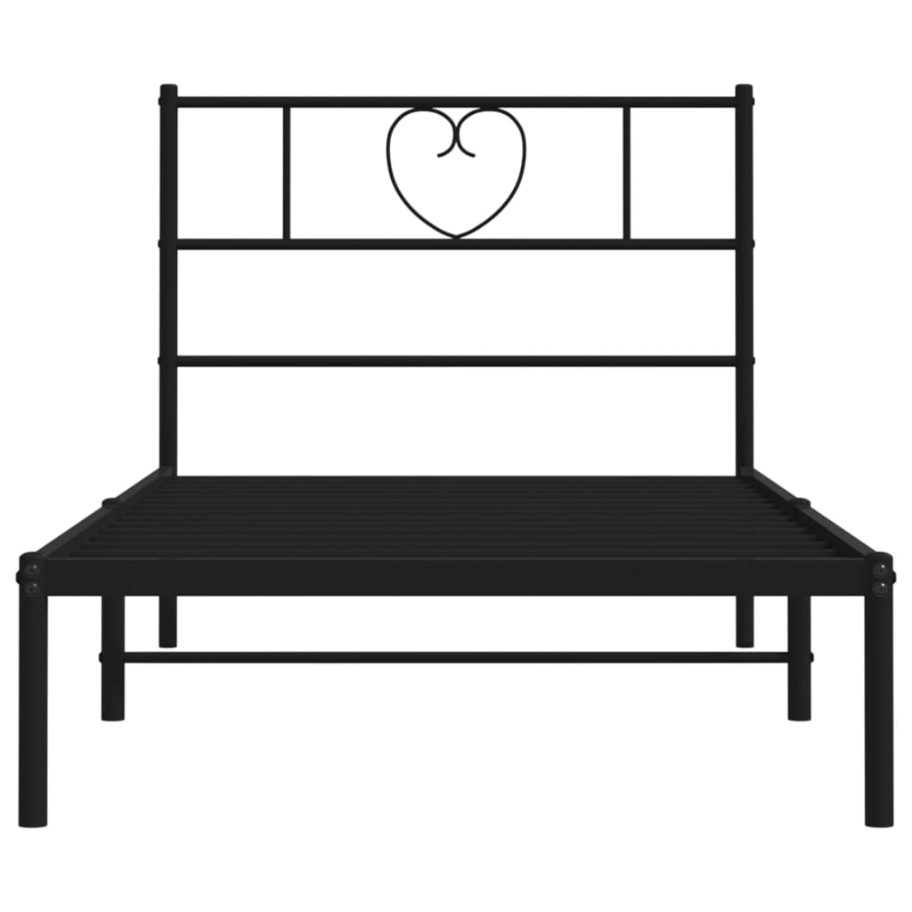 vidaXL Metal Bed Frame without Mattress with Headboard Black 90x190 cm
