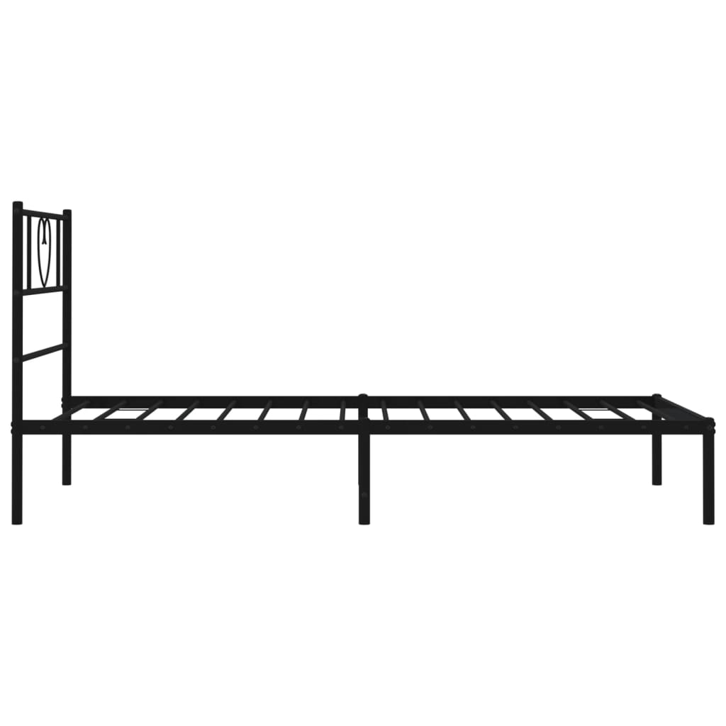 vidaXL Metal Bed Frame without Mattress with Headboard Black 90x190 cm