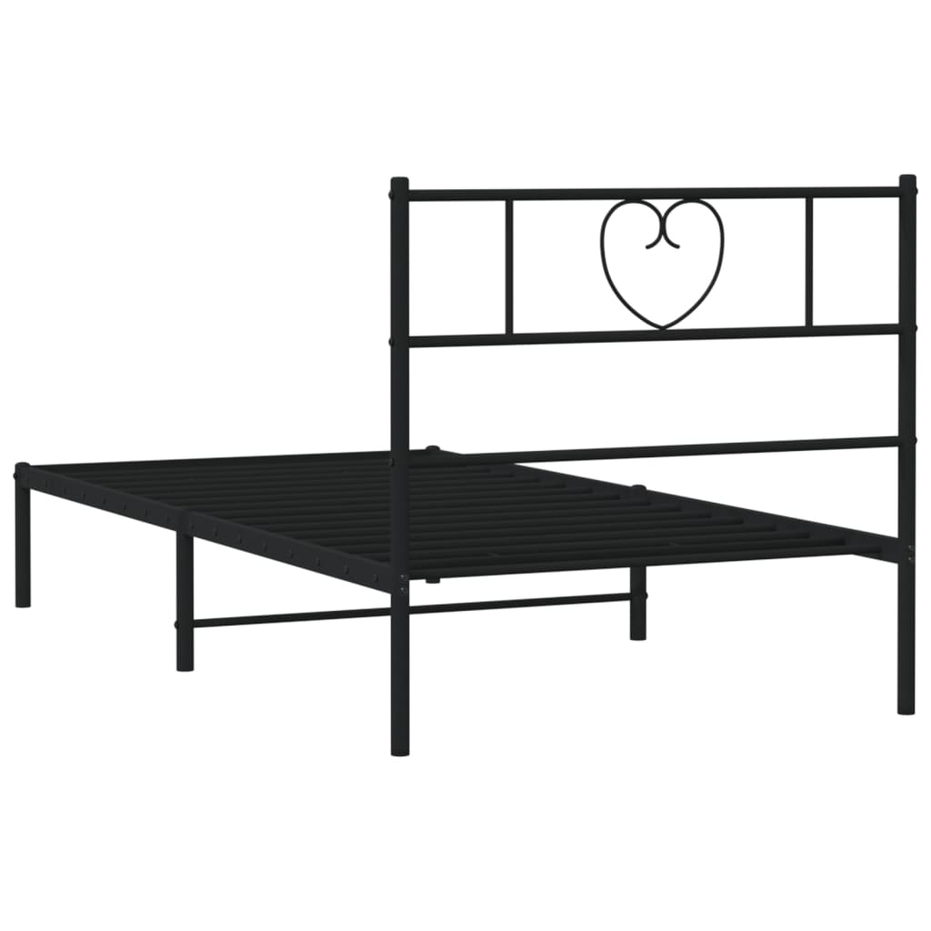 vidaXL Metal Bed Frame without Mattress with Headboard Black 90x190 cm