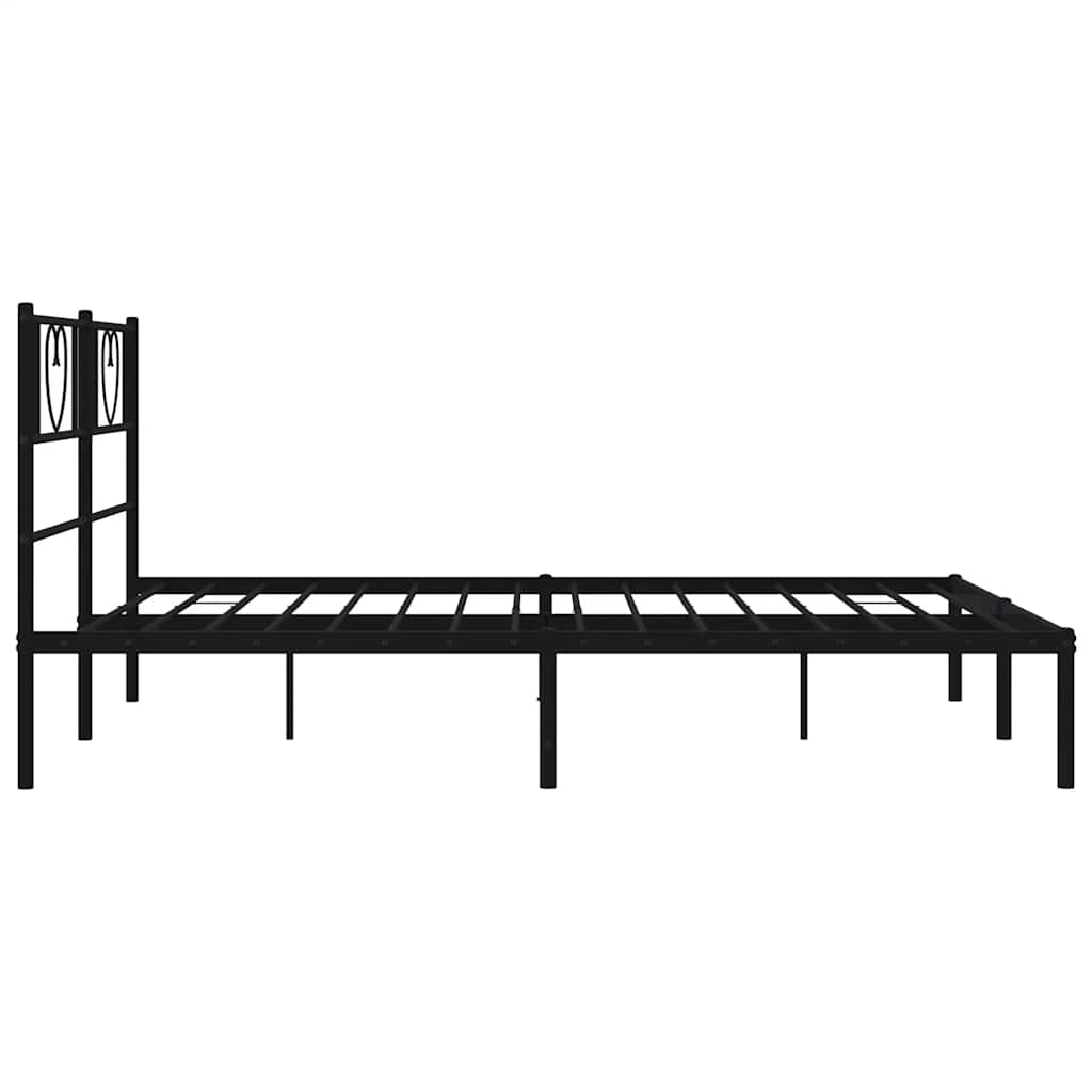 vidaXL Metal Bed Frame without Mattress with Headboard Black 135x190 cm