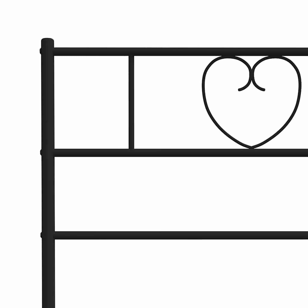 vidaXL Metal Bed Frame without Mattress with Headboard Black 135x190 cm