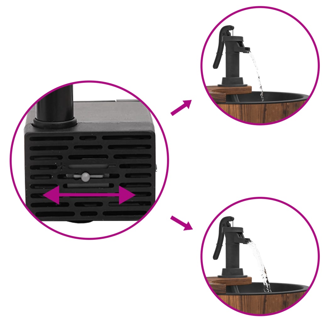 vidaXL Water Fountain with Pump 28x28x34.5 cm Solid Wood Fir