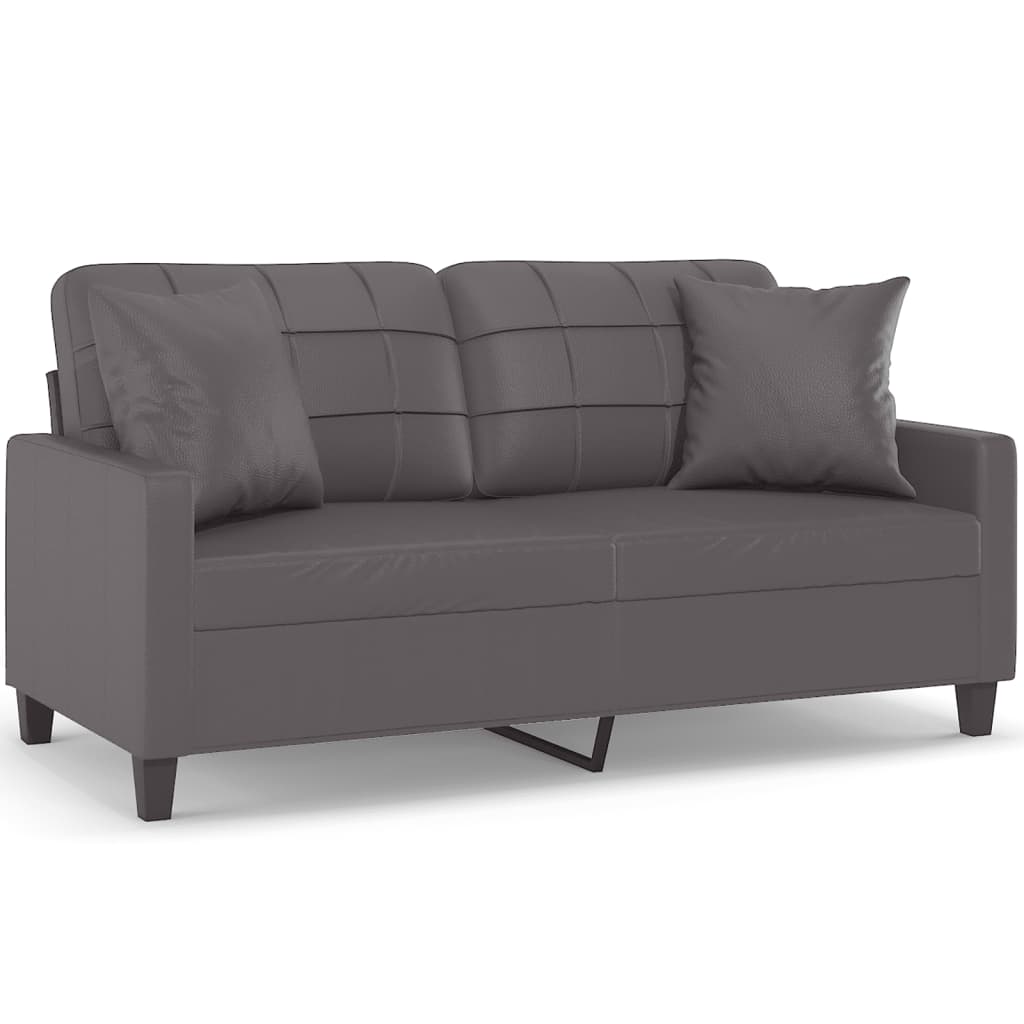 vidaXL 2-Seater Sofa with Throw Pillows Grey 140 cm Faux Leather