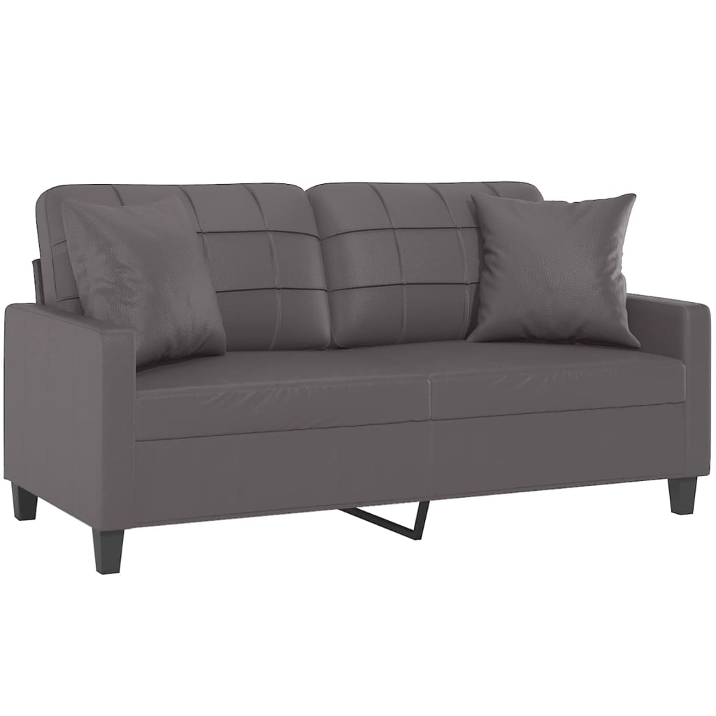 vidaXL 2-Seater Sofa with Throw Pillows Grey 140 cm Faux Leather