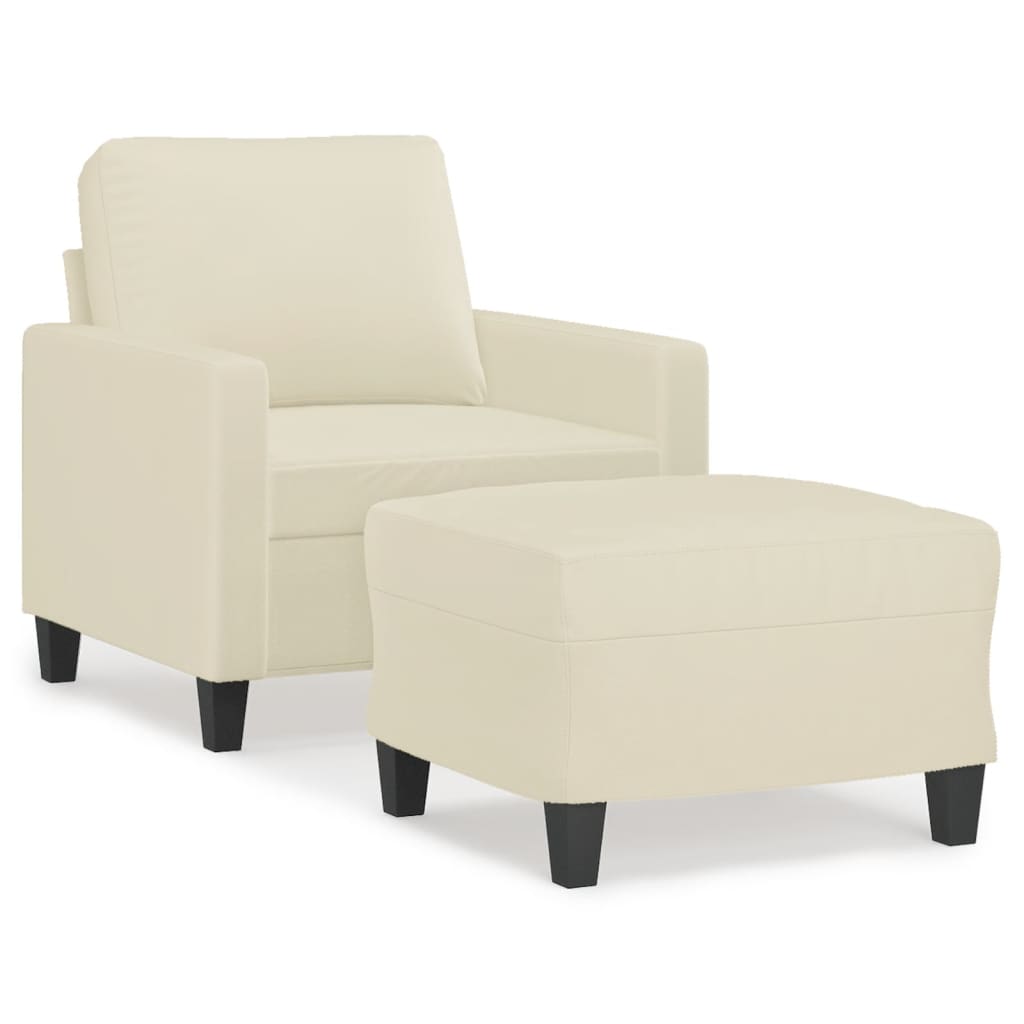 vidaXL Sofa Chair with Footstool Cream 60 cm Faux Leather