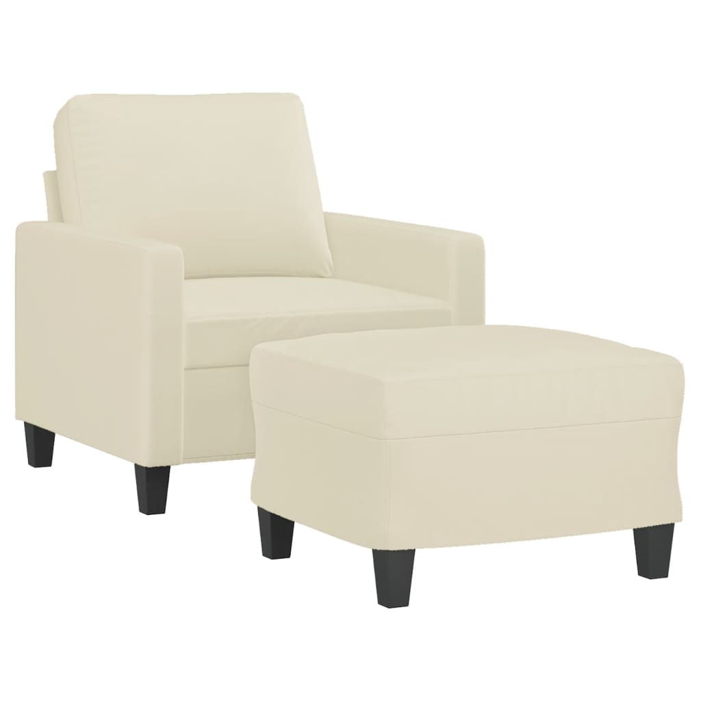 vidaXL Sofa Chair with Footstool Cream 60 cm Faux Leather