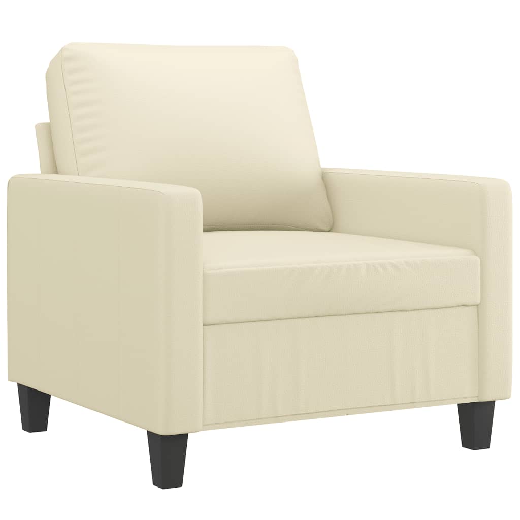 vidaXL Sofa Chair with Footstool Cream 60 cm Faux Leather
