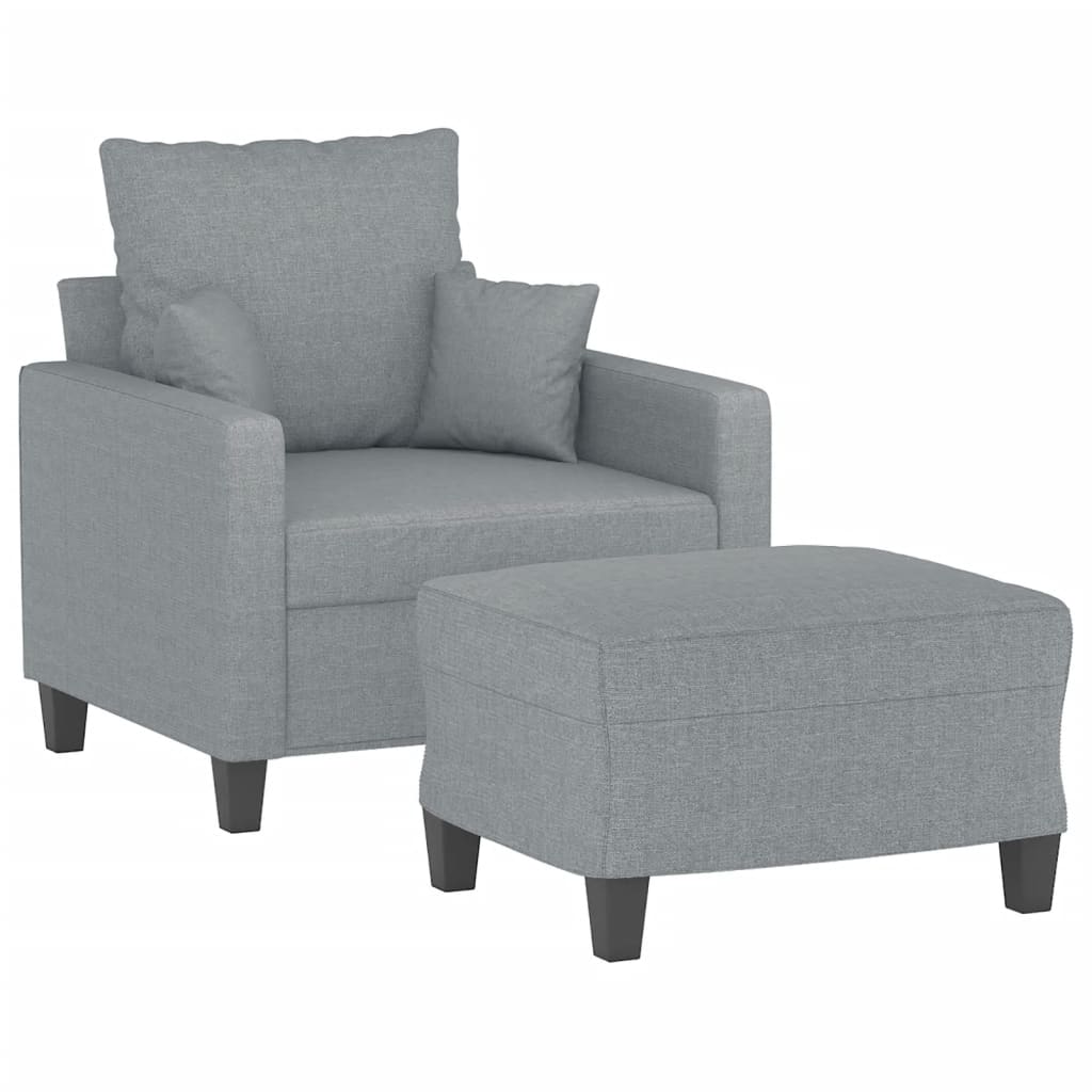 vidaXL Sofa Chair with Footstool Light Grey 60 cm Fabric