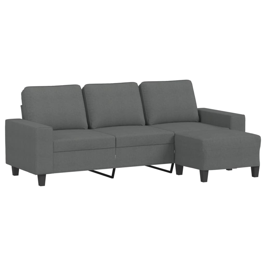 vidaXL 3-Seater Sofa with Footstool Dark Grey 180 cm Fabric