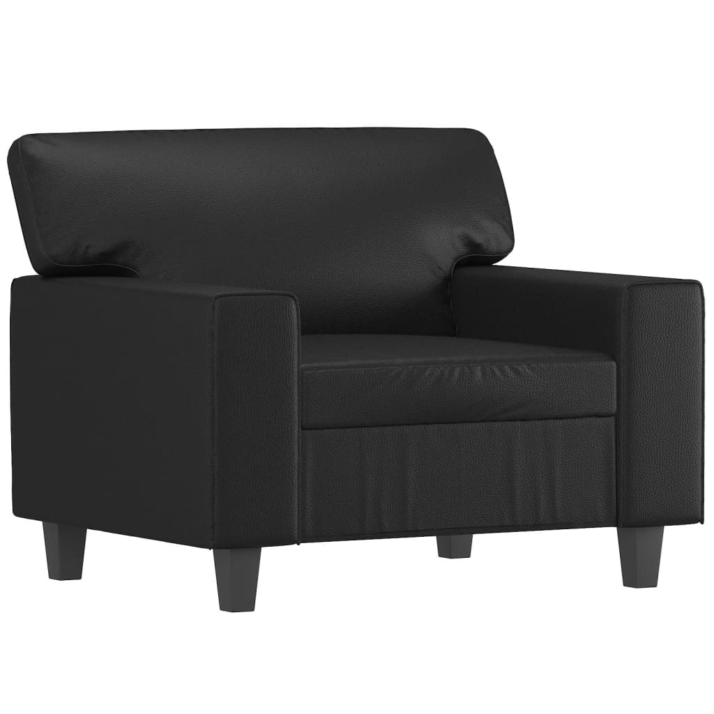 vidaXL Sofa Chair with Footstool Black 60 cm Faux Leather