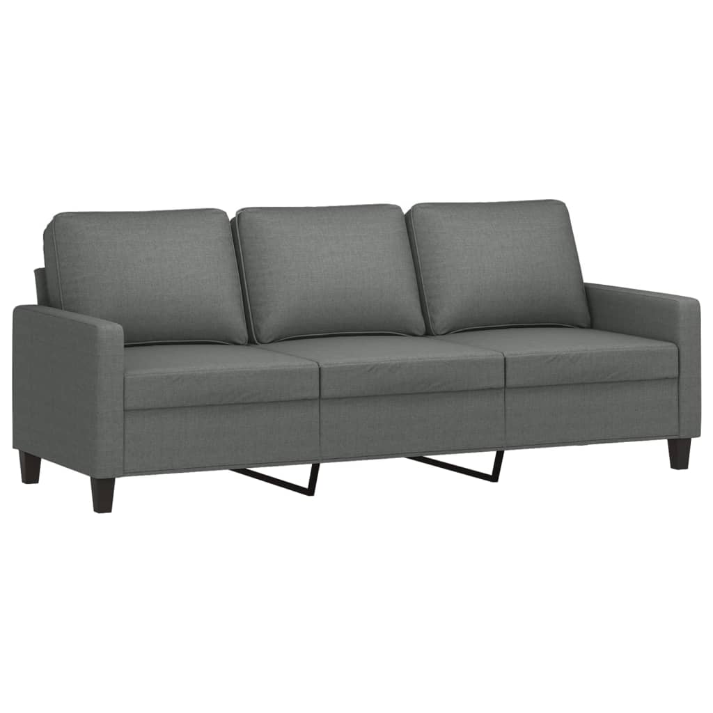 vidaXL 3 Piece Sofa Set with Cushions Dark Grey Fabric