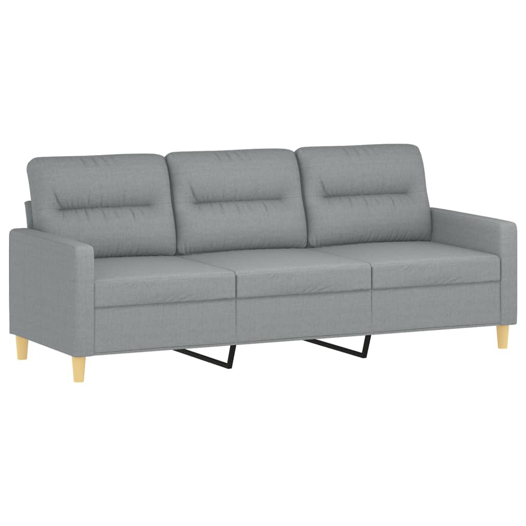 vidaXL 3 Piece Sofa Set with Pillows Light Grey Fabric