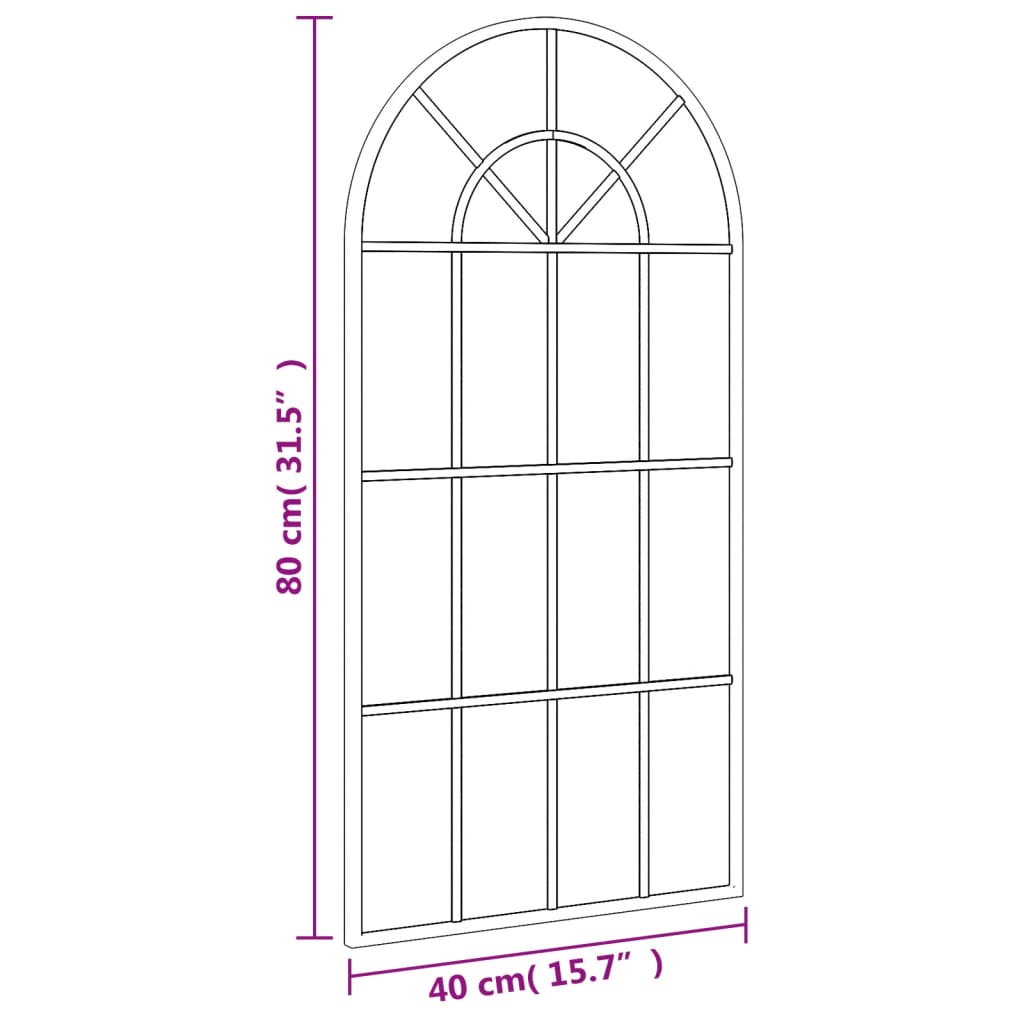 vidaXL Wall Mirror Black 40x80 cm Arch Iron