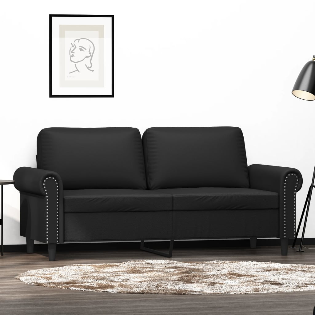 vidaXL 2-Seater Sofa Black 140 cm Faux Leather