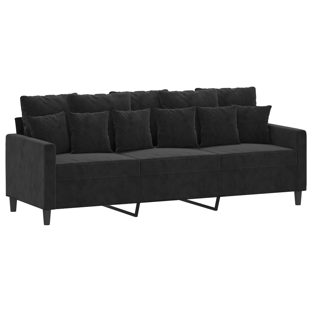 vidaXL 3-Seater Sofa Black 180 cm Velvet