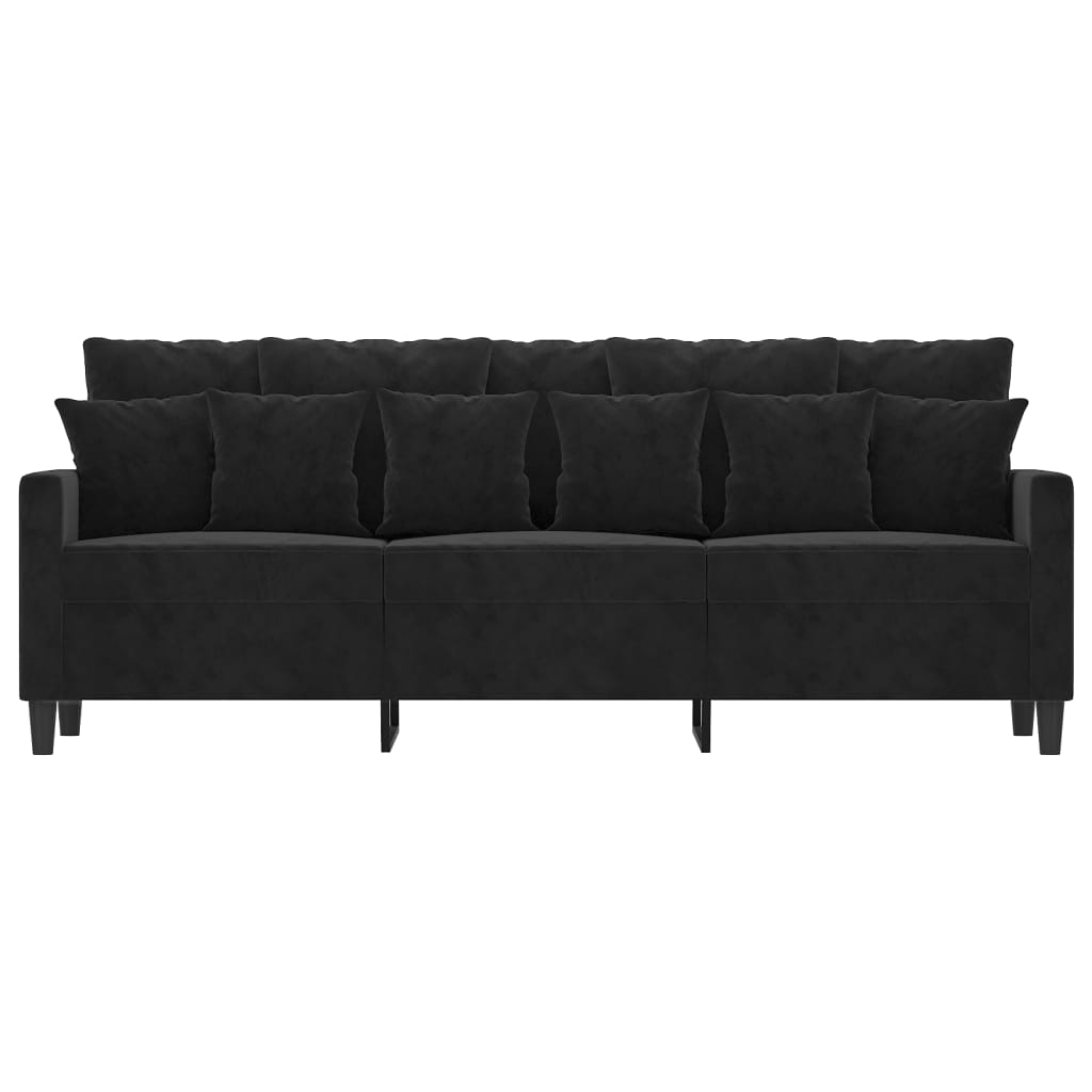 vidaXL 3-Seater Sofa Black 180 cm Velvet
