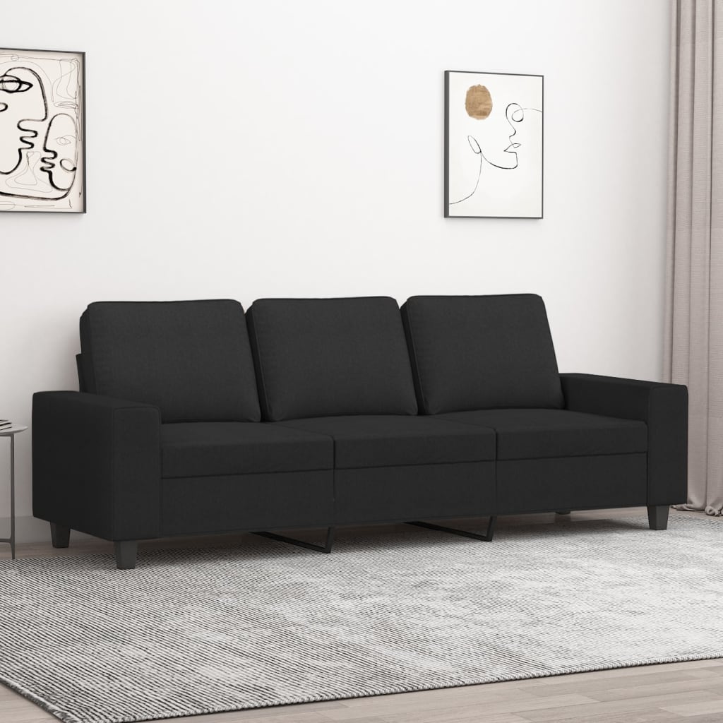 vidaXL 3-Seater Sofa Black 180 cm Fabric
