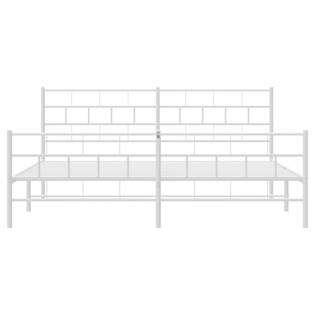 vidaXL Metal Bed Frame without Mattress with Footboard White 183x203 cm King