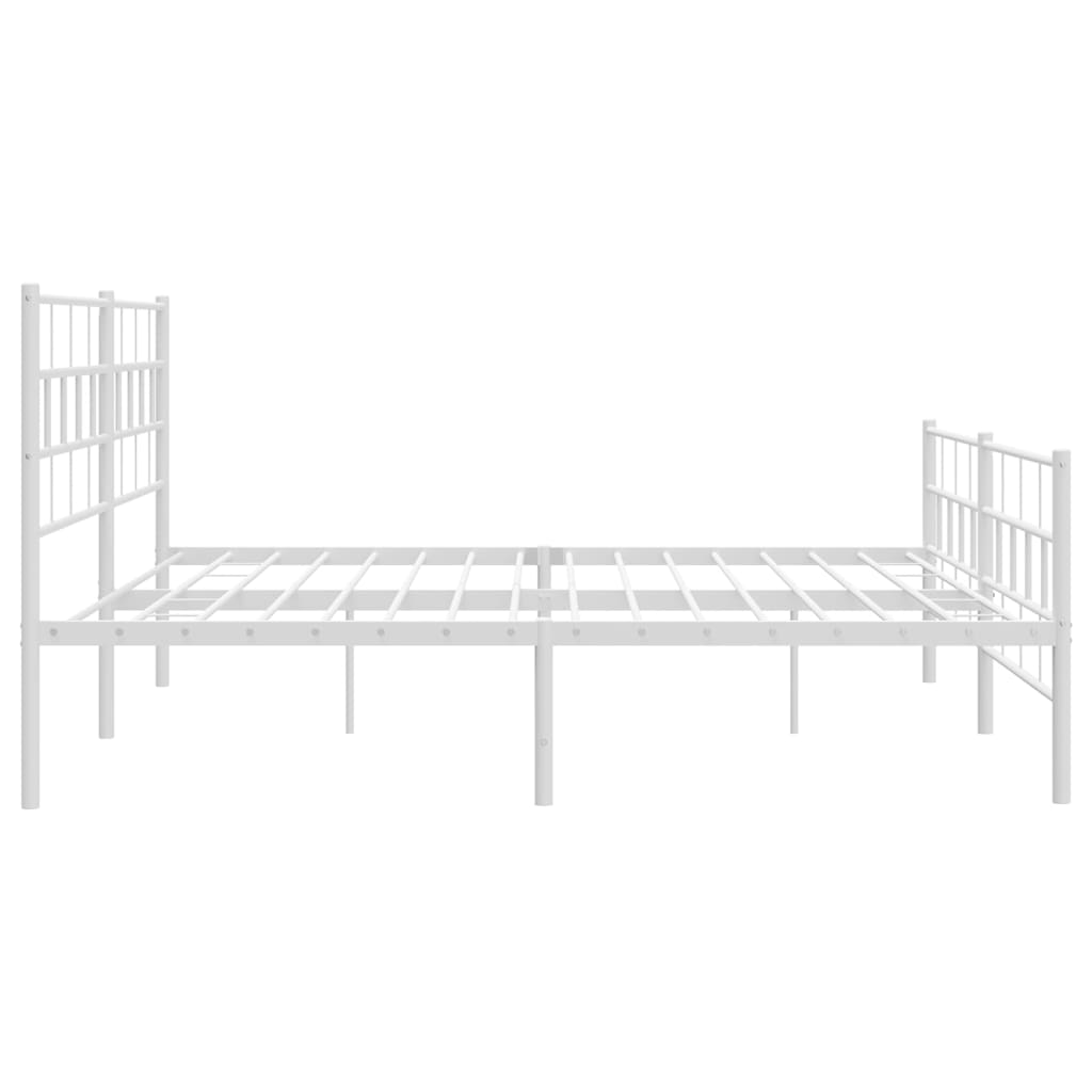 vidaXL Metal Bed Frame without Mattress with Footboard White 183x203 cm King