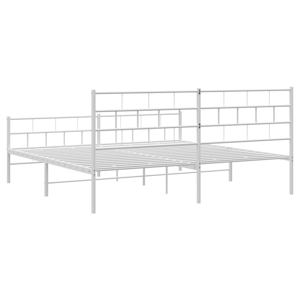 vidaXL Metal Bed Frame without Mattress with Footboard White 183x203 cm King
