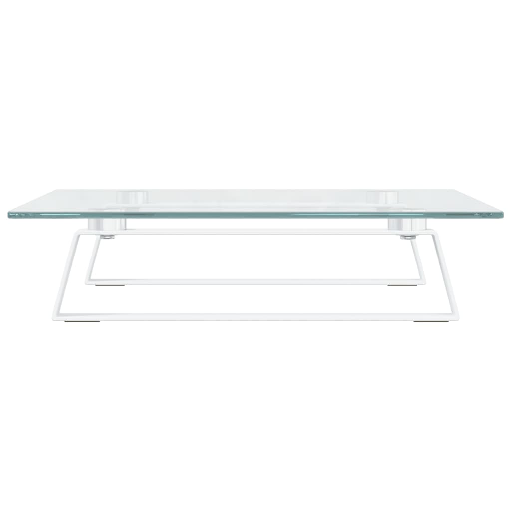 vidaXL Monitor Stand White 40x35x8 cm Tempered Glass and Metal