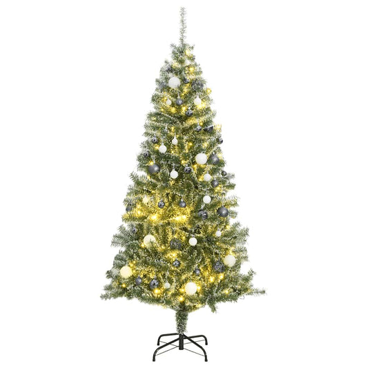 vidaXL Artificial Christmas Tree with 300 LEDs&Ball Set&Flocked Snow 180 cm