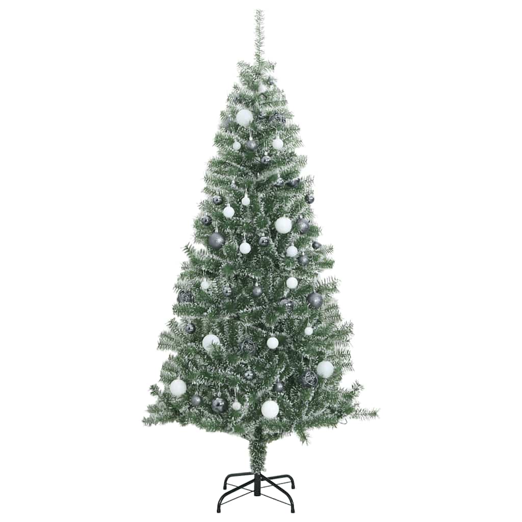 vidaXL Artificial Christmas Tree with 300 LEDs&Ball Set&Flocked Snow 180 cm