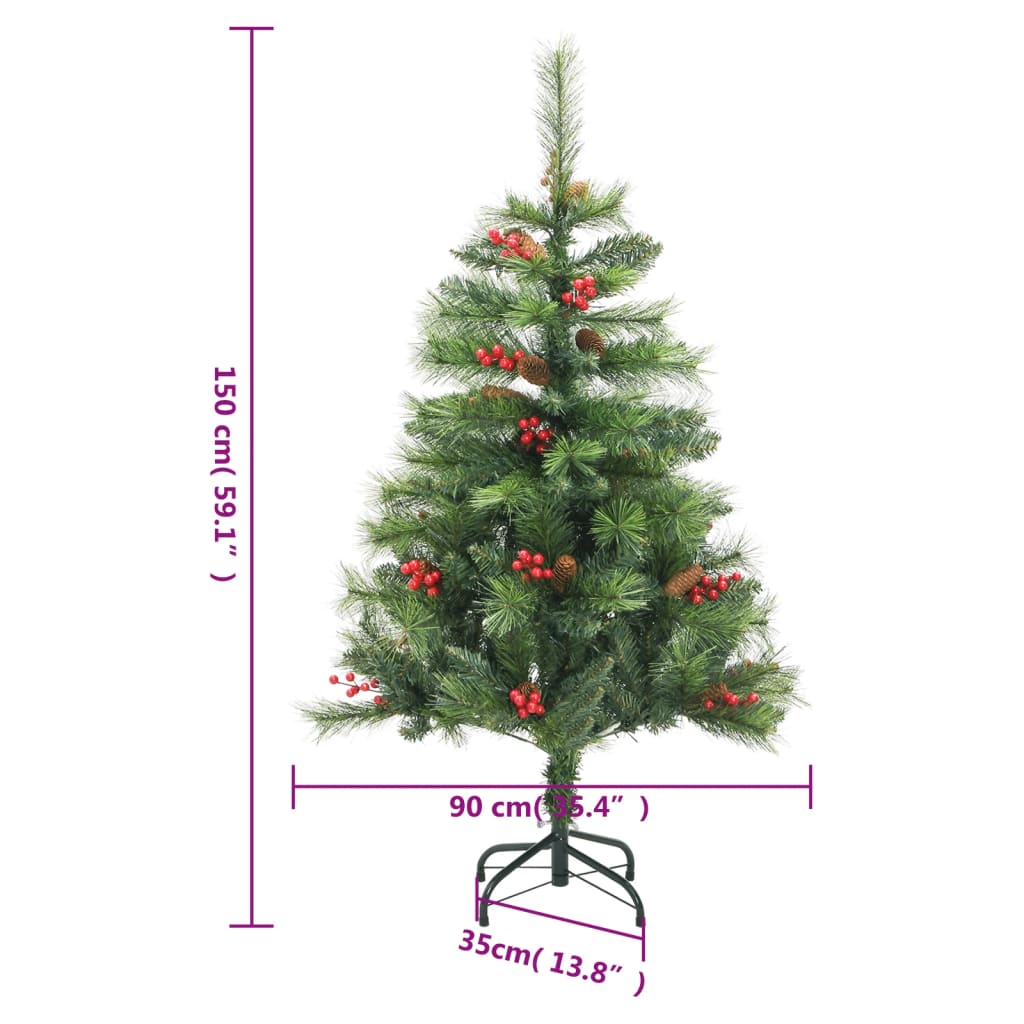 vidaXL Artificial Hinged Christmas Tree 150 LEDs 150 cm